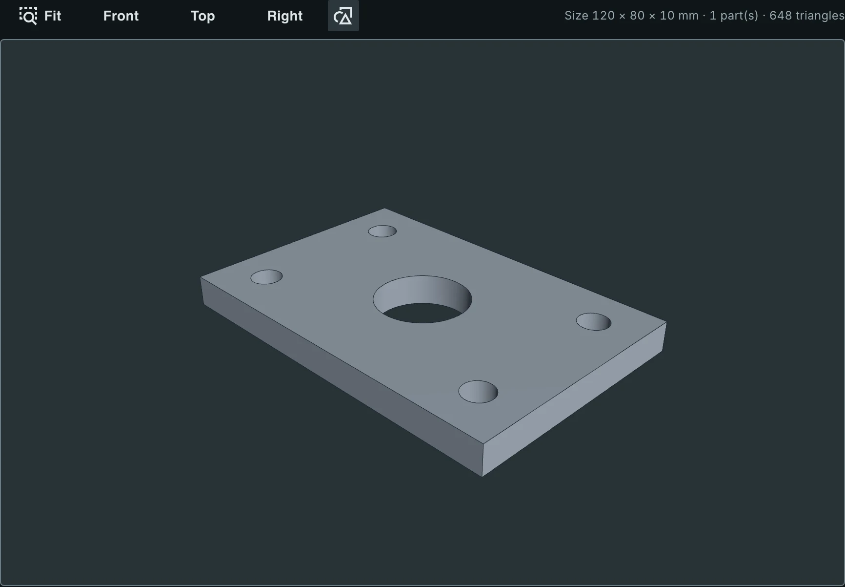 Output: the 3D mounting plate XuanJiang modelled